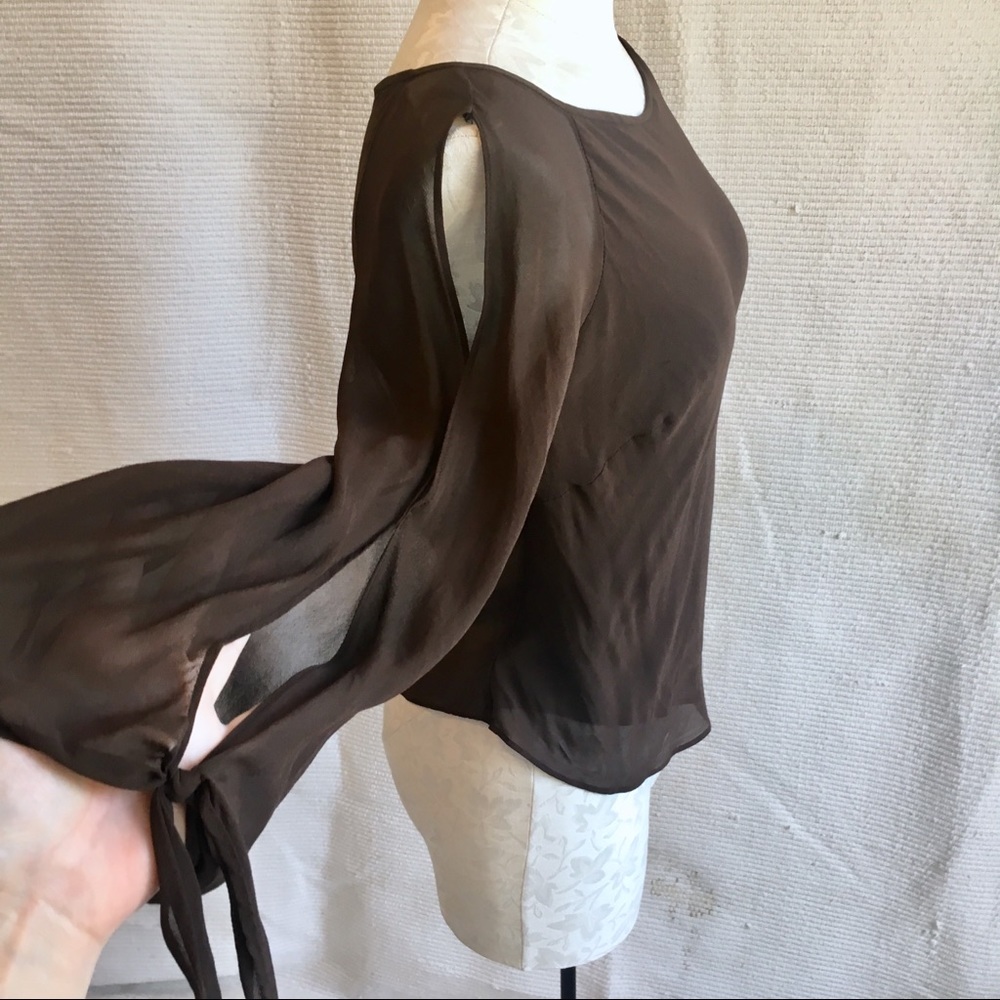 Nicole Miller Silk Blouse Cold Shoulder VTG 90s